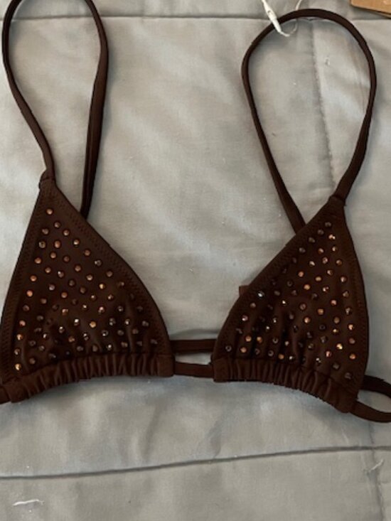 SKIMS Other - NWT SKIMS Bra Top Micro XS Studded Statement Brown Bronze Sparkle Festival NEW